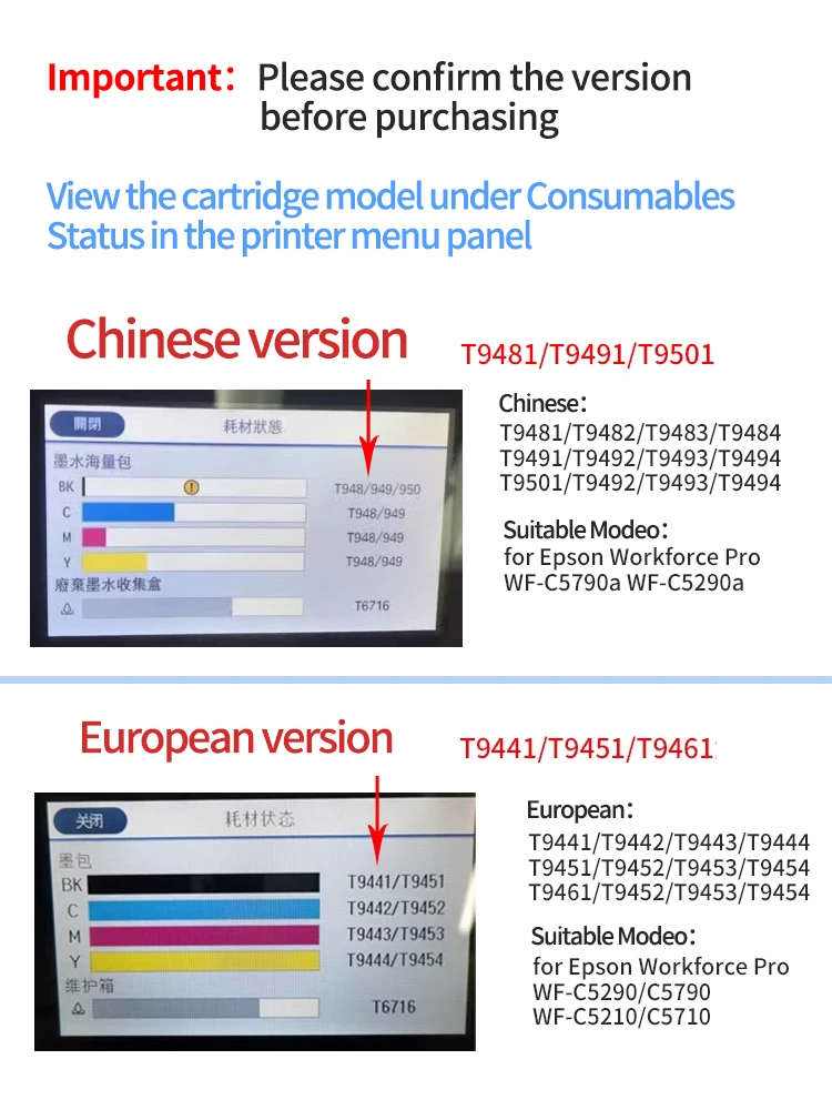 CN T9481 Ink Cartridge Chip T9491 ARC Auto Reset Chip For CN T9481 Ink Cartridge Chip T9491 ARC Auto Reset Chip For