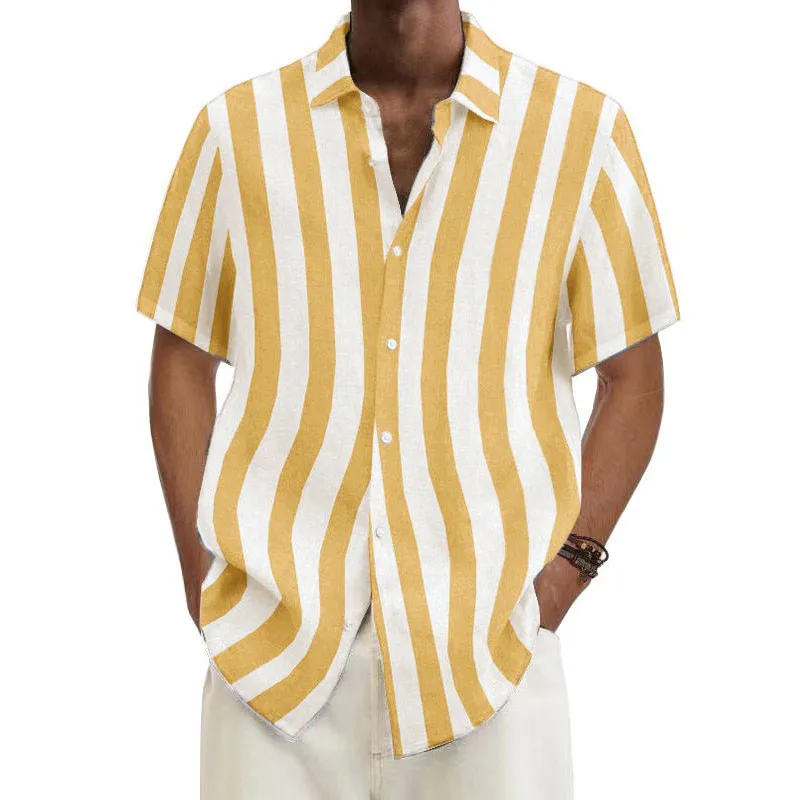 

Men's Simple Daily Striped Casual Shirt shirt Yellow