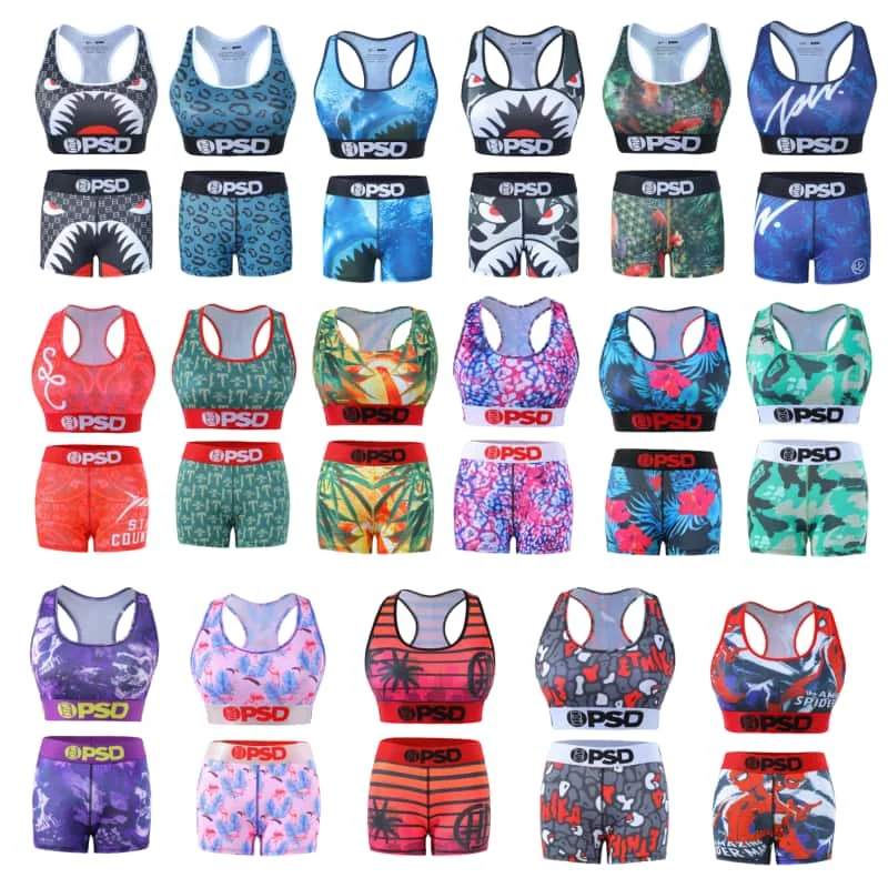 Wholesale Plus Size Printed Polyester Short Underwear Boxer Briefs Printed Women Spandex Underwear Set
