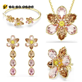 2025 New Original Rich Flower Rose Quartz Dazzling Flower Series Women's Fine Jewelry Set Fashion Necklace Earring Bracelet Ring 1