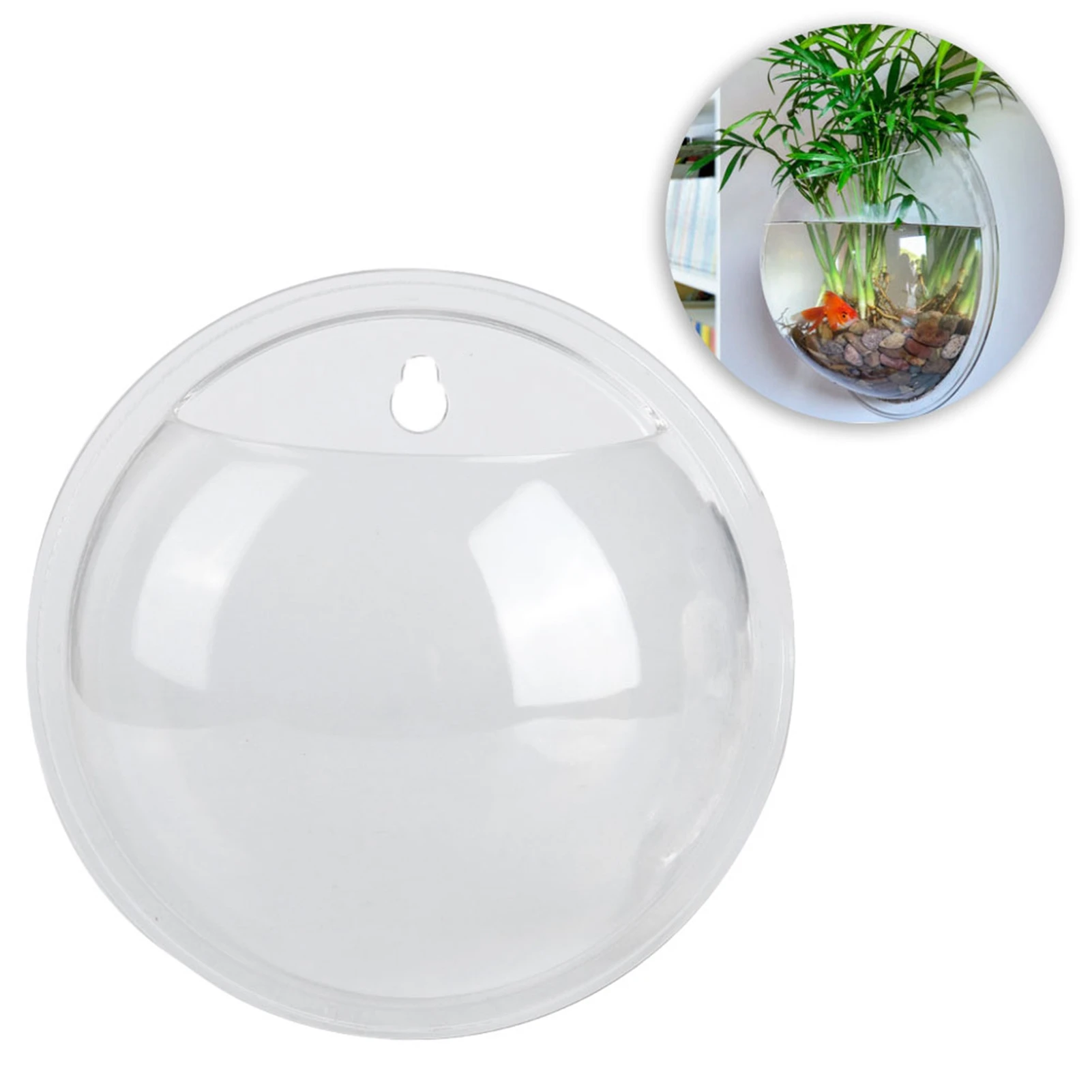 Mini Wall Mounted Hanging Transparent Fish Bowl Acrylic Fish Tank Aquarium Decoration 15cm Transparent Bowl
