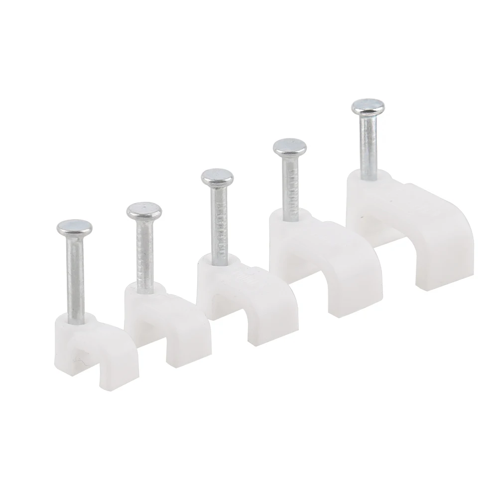 사각형 케이블 클립 케이블 네일 와이어 클립, 4mm, 5mm, 6mm, 8mm, 10mm, 100PCs/백 화이트, F4 F5 F6 F8 F10