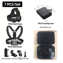 Ultimate 7-in-1 Action Camera Accessory Kit with Adjustable Mounts and Straps - Black color