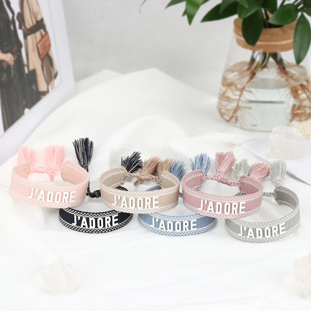 Europe and the United States silicone letters woven bracelet female fashion gift handmade tassel braided bracelet rope