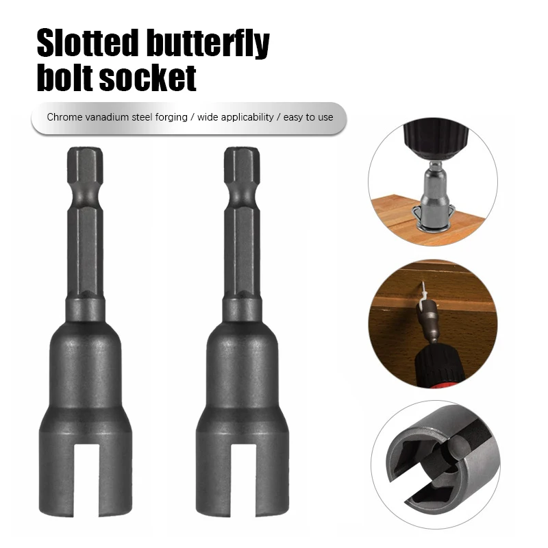

1/4 wing bolt socket wrench 6.35mm hex shank socket adapter nut for power tool slotted electric screwdriver