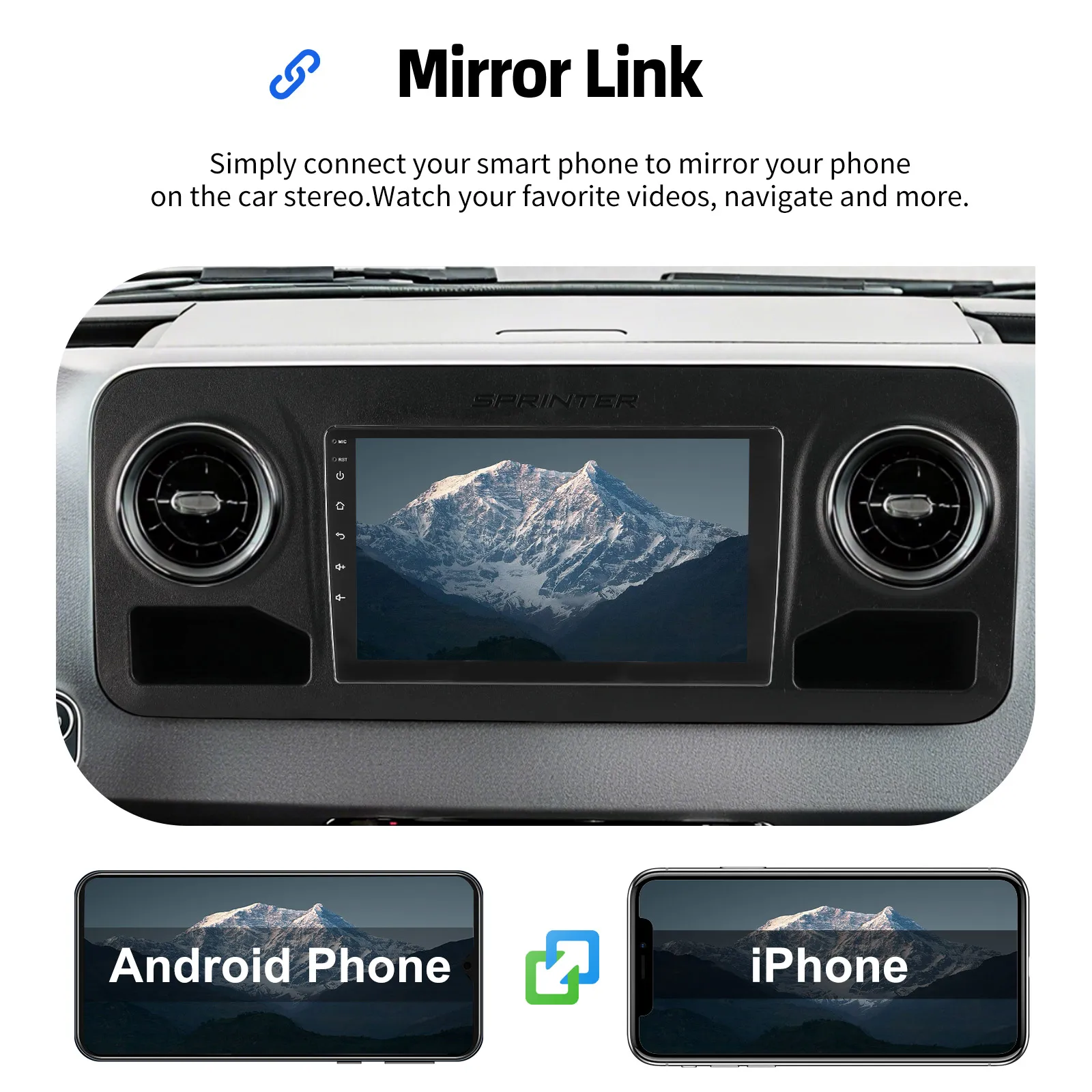 ESSGOO Android 15 IPS Touchscreen Display 10 Zoll Für Mercedes Benz Sprinter W907 2018-2023 Apple CarPlay Android Auto Drahtlos Autoradio GPS Navigation WIFI Lenkradfernbedienung RDS Bluetooth FM USB Spiegel Link ASP – Detail 14