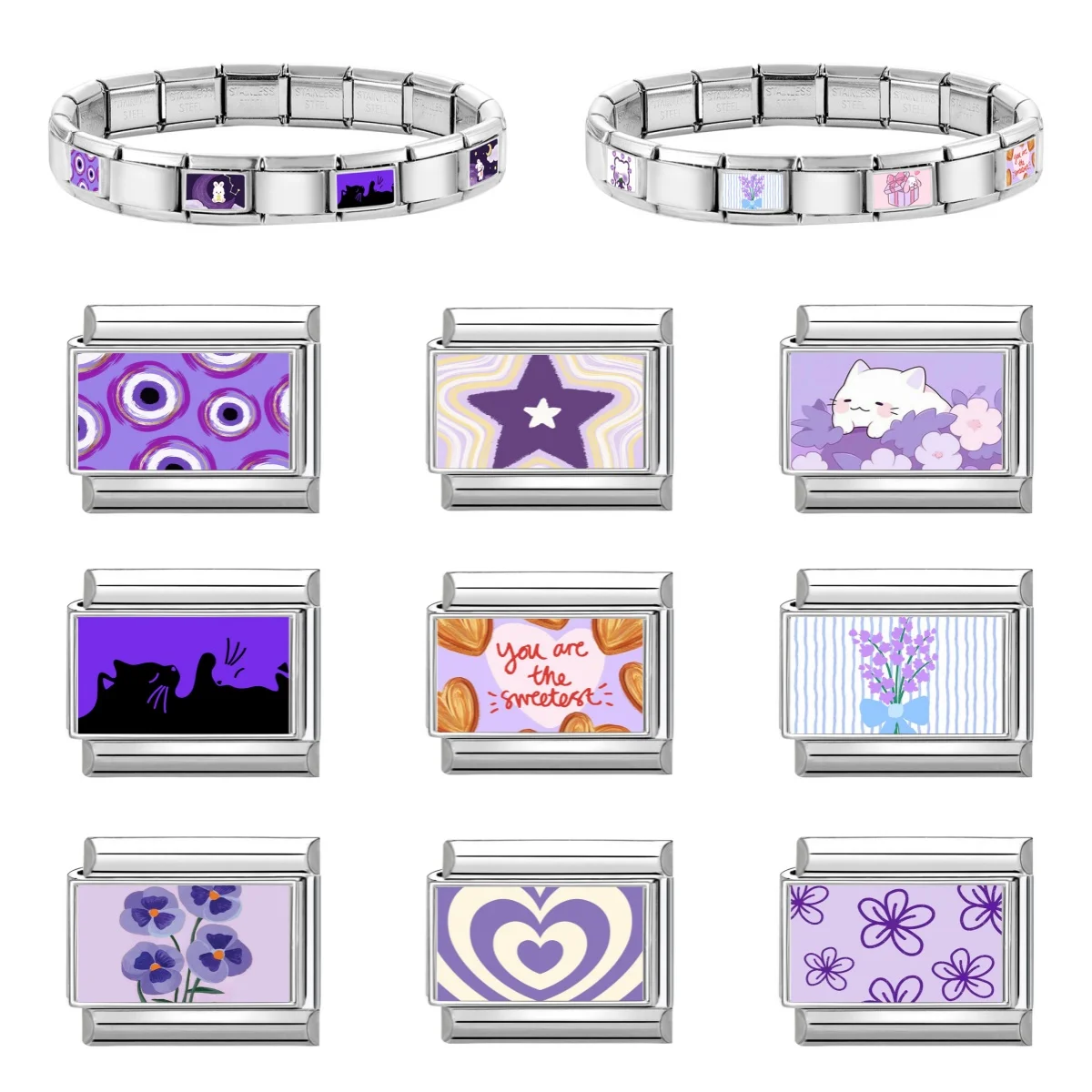 Purple Stainless Steel Bracelet DIY Fashion Jewelry