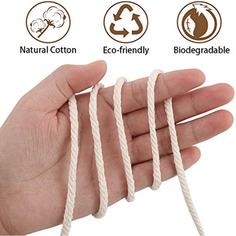 Macrame Cord 1/2/3/4/5/6mm 100m Natural Cotton Cord for Wall Hangings Tapestry Plant Hangers cotton rope,macrame cord