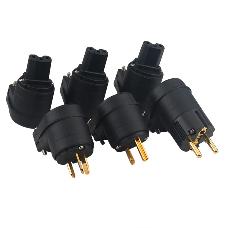 Adattatore Audio Hifi Spina Di Alimentazione Ca Connettore Iec Spina Au Universale A Forma Di L In Rame Placcato Oro Us Eu