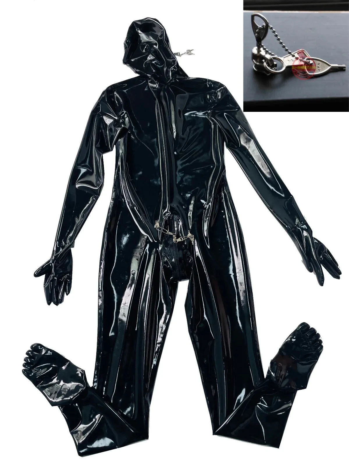

Трехсторонняя застежка-молния из латекса Gummi Catsuit с блокировкой пальцев, застежка-молния с полным покрытием 0,4 мм