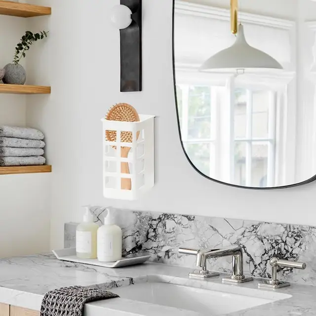 Fali Függő Kosár Játékok Kozmetikai Szekrény Tároló Szervezők Lefolyó És Fal Lógott Állvány Falra Szerelhető - Image 3