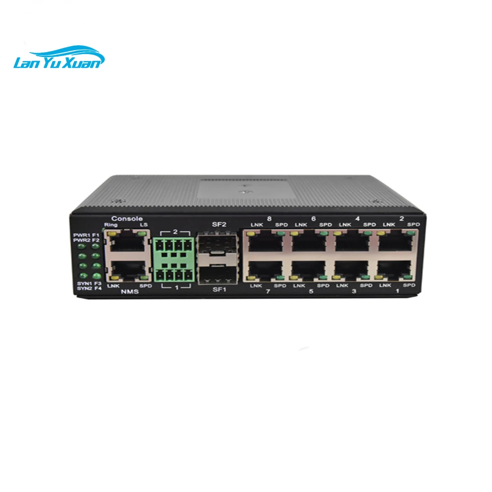 

Китайский производитель, Din-рейка, 8 портов, быстрый Ethernet + 2 порта Gigabit SFP + 2 порта RS232, кольцевой сетевой коммутатор промышленного класса