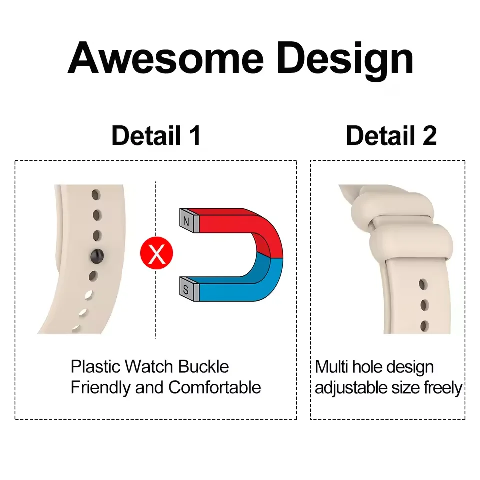 Silicone Strap - Soft, Comfortable, and Breathable Replaceable Bracelet