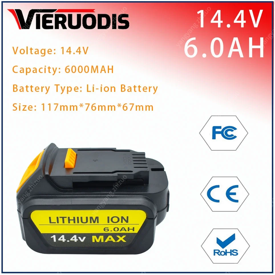 

for Dewalt 14.4V 6.0AH/8.0AH power tools battery DCB140 DCB141 DCB142 DCD735L2 DCF835C2 DCF835L2 DCL030 lithium-ion battery