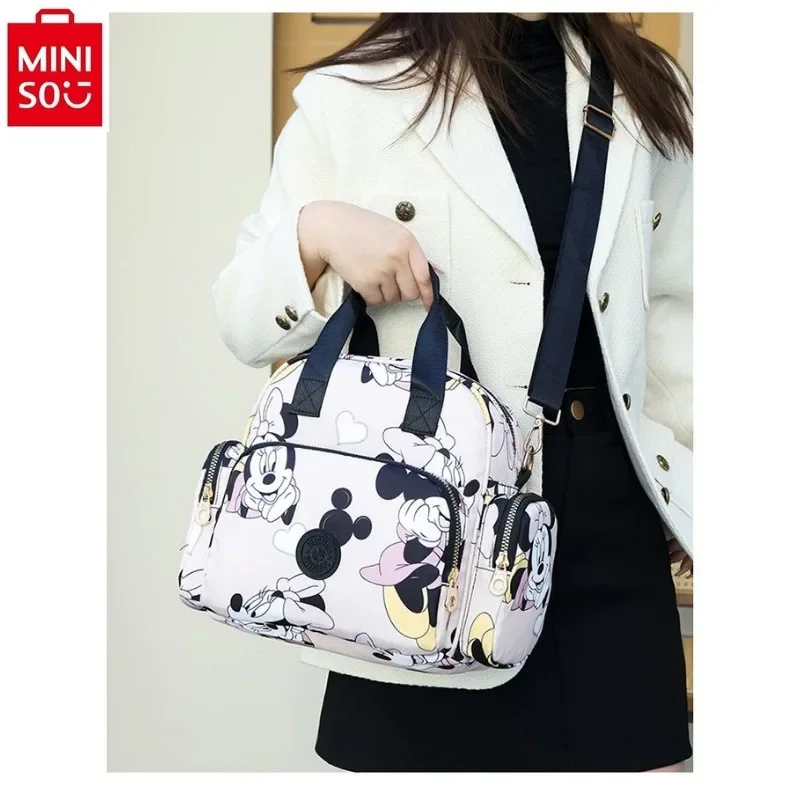 MINISO Disney Mickey Fashion Printed Backpack for Women High Quality, Large Capacity, Sweet and Versatile Storage Backpack