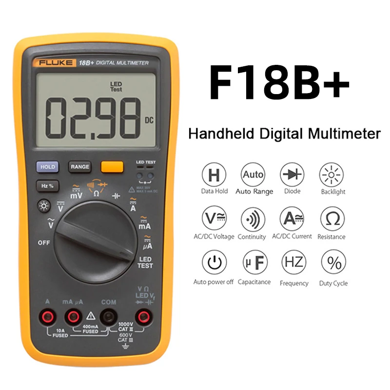 FlukeF18BPlusMultimeter1000V10ABacklightDiodeTestDigitalMulti