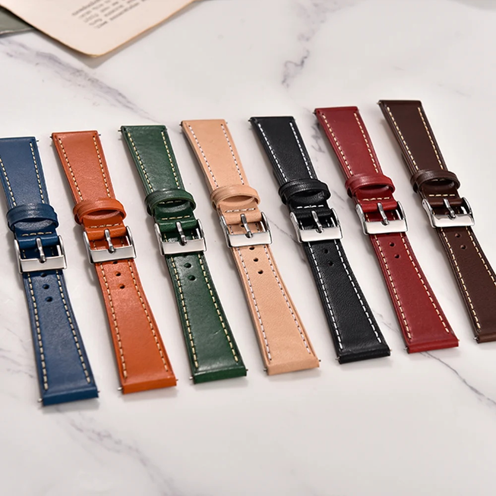 Handmade Vintage Leather Watch Strap with Quick Release
