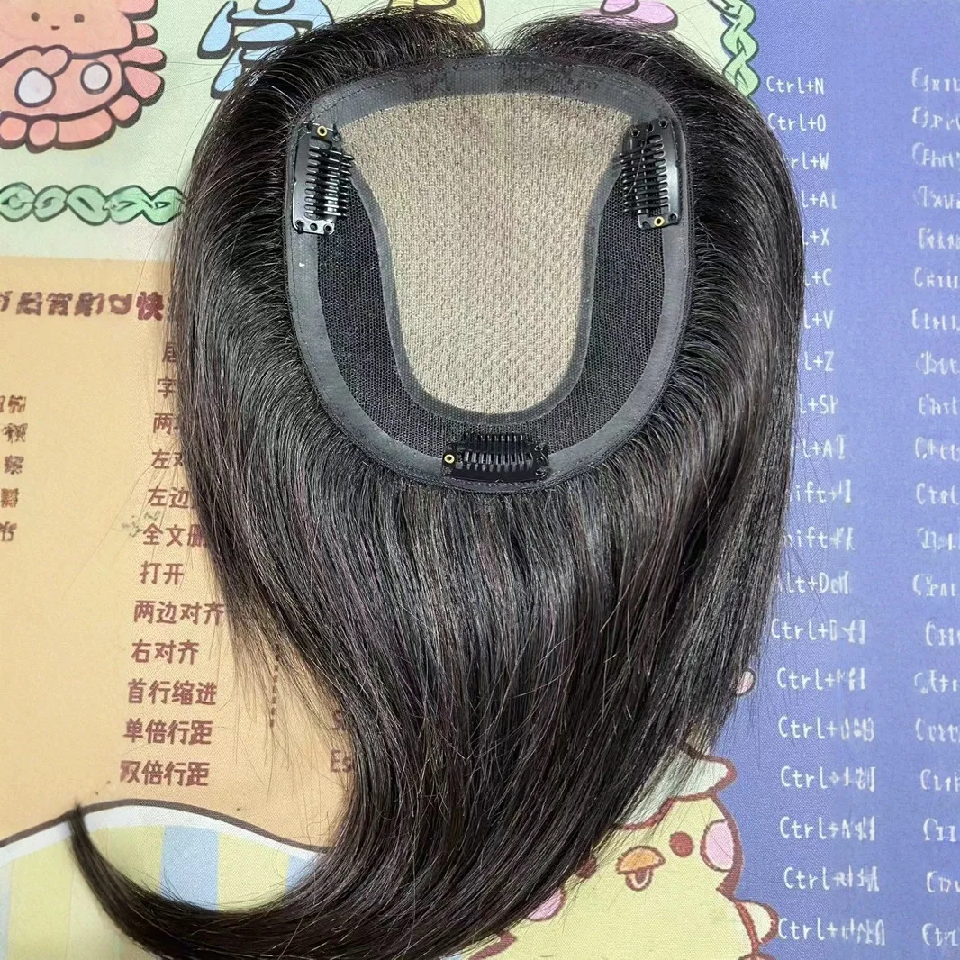 Ashely Swiss Lace All Hand-woven Human Hair Pieces Human Hair Nature Hair Extension Lace & PU Middle and Side Division Hairline