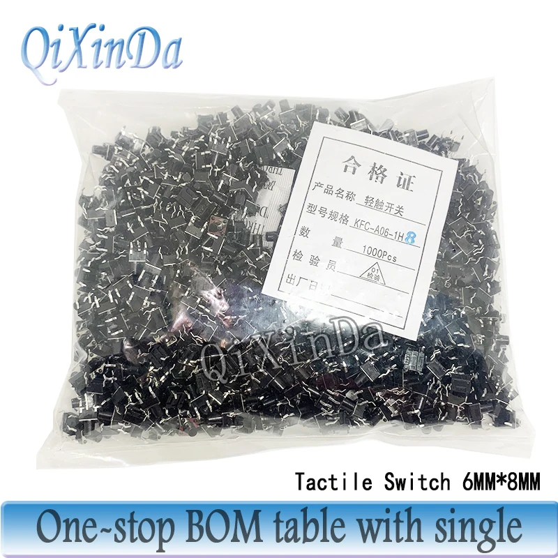 1000PCS 6x6mm Tactile Tact Mini Push Button Switch PCB Panel Momentary DIP 4 Pin Self-Reset Switch 6*6*4.3/5/6/7/8/9/10/11/13MM