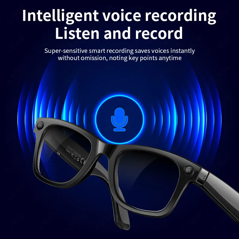 LIGE New 500W Camera Glasses Bluetooth Smart Glasses with Camera Voice Call Music Smart Sunglasses Video Sound Record AI Glasses