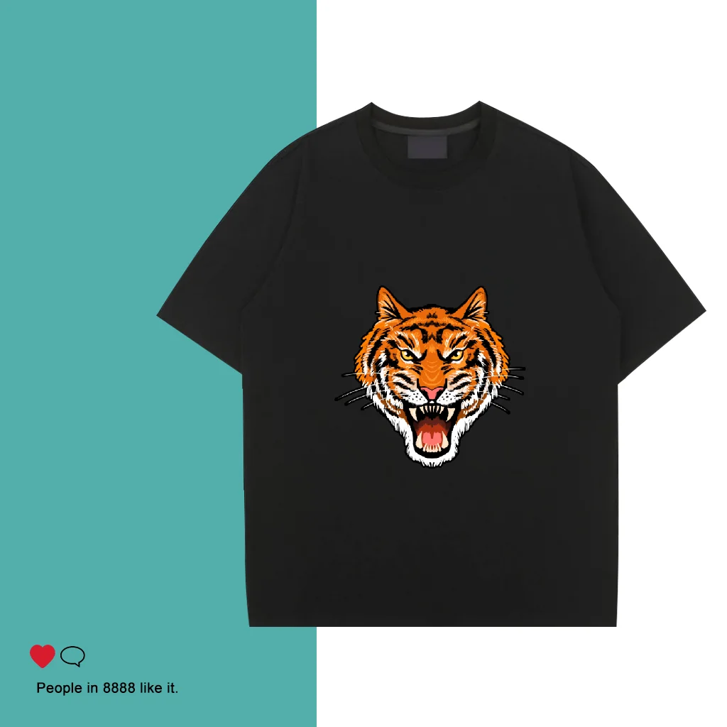 

Men T-Shirts 2024 Summer 100 Cotton Men's Clothing tiger Print T Shirt Sporty Oversized men High Quality Tshirt