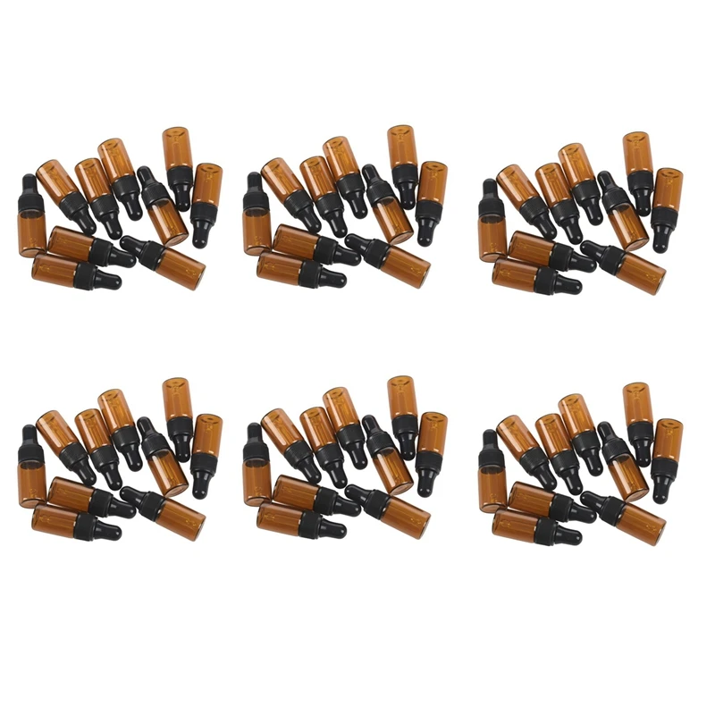 

60Pcs 3Ml Empty Brown Glass Dropper Bottles With Pipette For Essential Oil