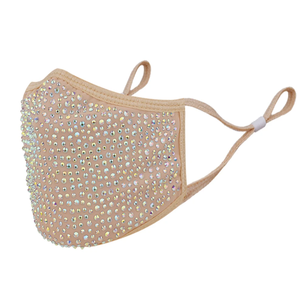 Bling Pailletten Maske Dekoration elastische Maske Schmuck für Frauen Mode Strass Unisex für Halloween Kostüm Cosplay Gesichtsmaske – Detail 3