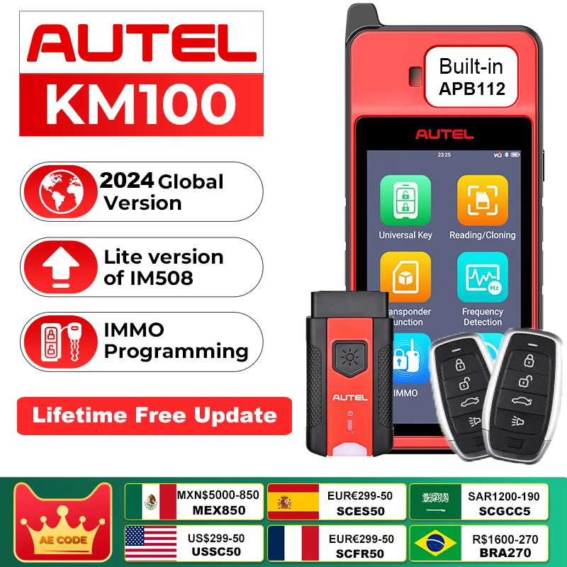 Autel MaxiIM KM100 Key Fob Programming Immobilizer Tool 2PCS Autel IKEY for 60s Key Generation OBD IMMO Key Learning on 99% Car