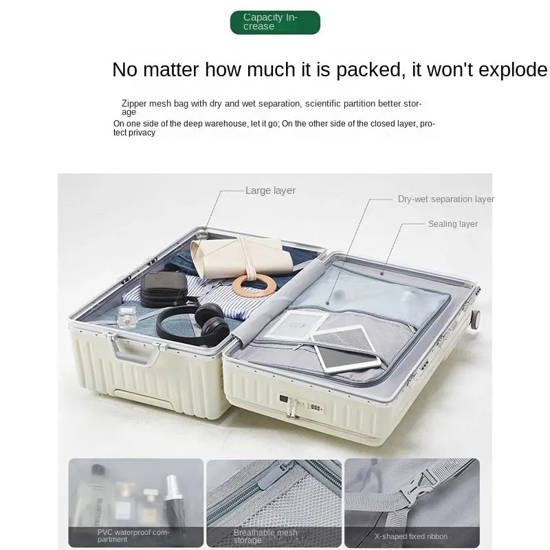 2023 New Luggage Multi-Function Large Capacity 30-Inch Trolley Box Smooth Universal Wheel 28-Inch Men's Business Travel Suitcase