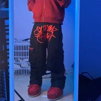 Retro High Street Trend New Overalls Y2k Fashion Harajuku Casual Pants Loose High Waist Straight Wide Leg Pants Jeans Women - Image 3