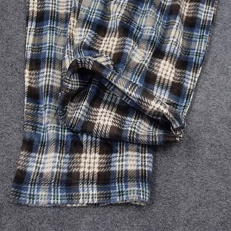 Men's Lounge Wear Pajama Pants Fleece Casual Plaid Spring Sleeping Bottoms Trousers