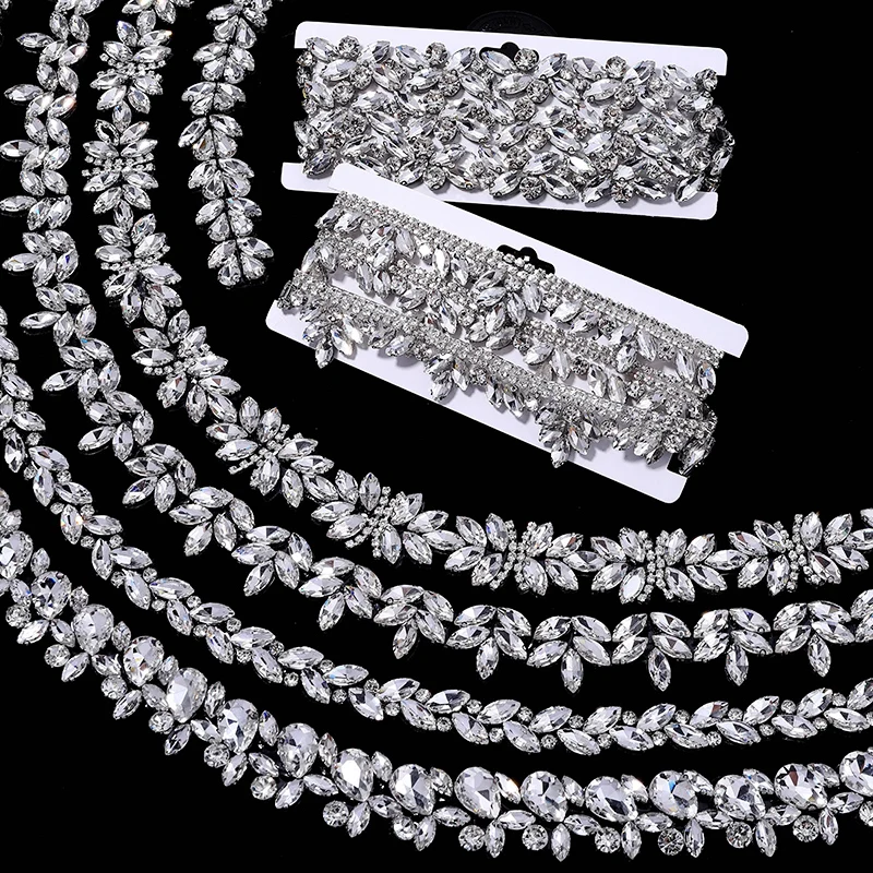 Ducrystal 1 ياردة/90 سنتيمتر عزر الزجاج حجر الراين الحديد على كريستال سلسلة وحيد القرن التشذيب للحرف اليدوية والملابس مجوهرات الإكسسوار