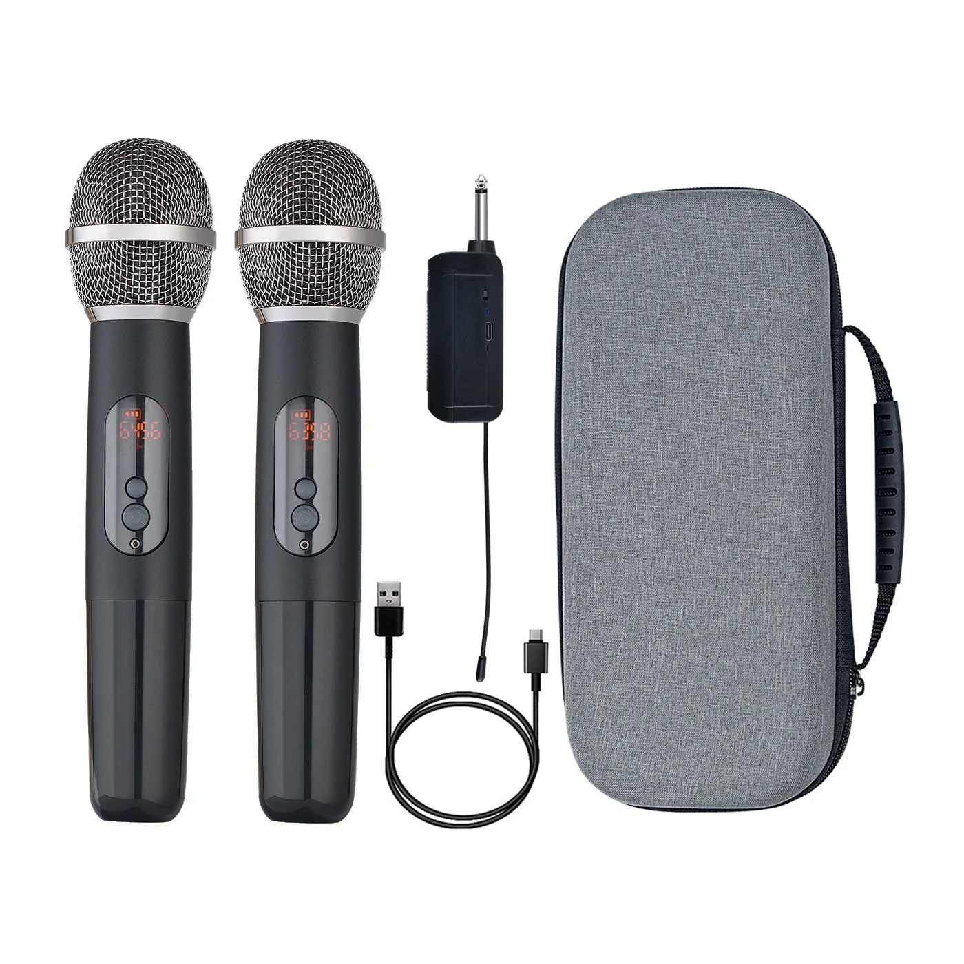 

Heikuding UHF Dual Karaoke DJ Microphone Cordless Dynamic Handheld Mic for Singing Stage Church Adjustable Frequencies MIC 60m
