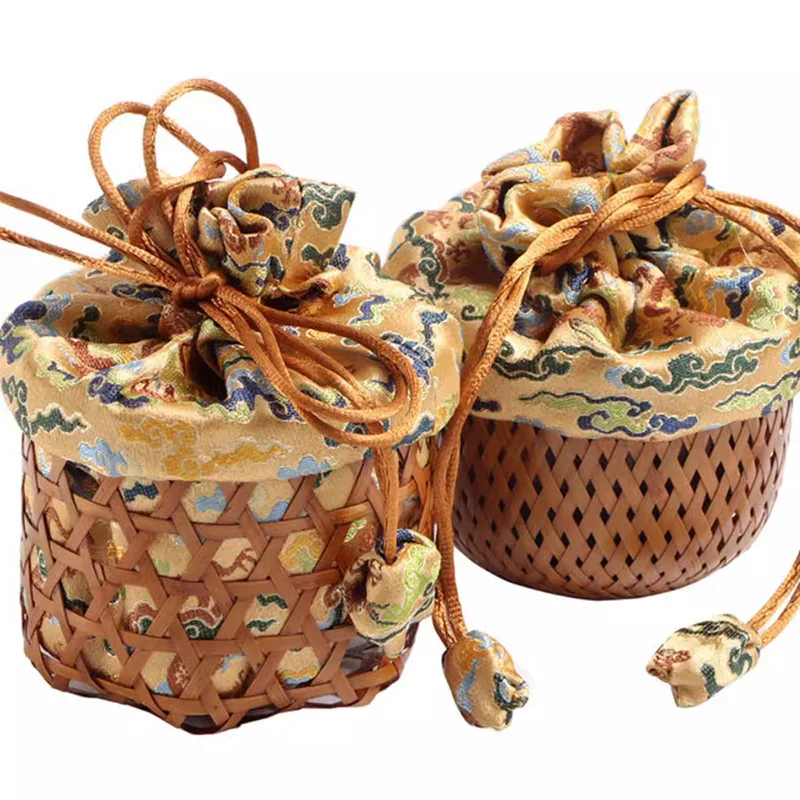 Bamboo Woven Tea Cup Cage, Tea Set, Cloth Bag, Cup Cover, Protective Cover, Brocade Bag, Jewelry, Protective Cover, Cup Gift Box