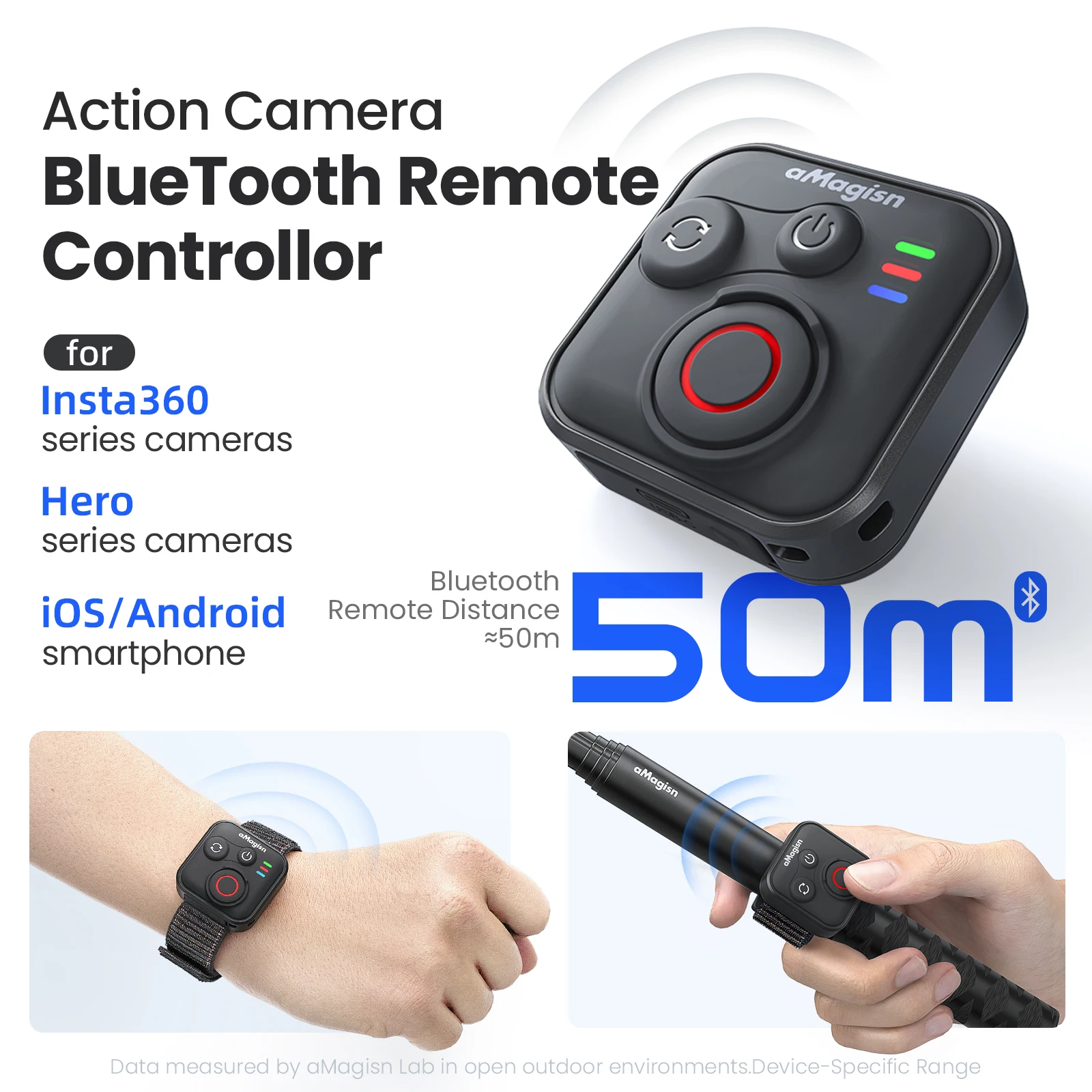 Bluetooth Remote Control For GoPro Hero 13 12 11 10 9 8 Max With Wrist Strap For Insta360 for Action Camera Accessories action camera accessory action camera remote control