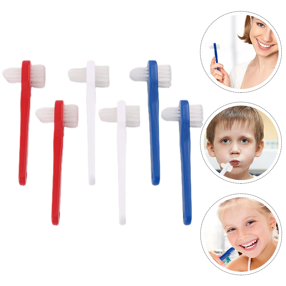 

6 Pcs Double Headed False Toothbrush Oral Care Teeth Clean Tool Supply Denture Creative Cleaner Travel Portable Cleaning