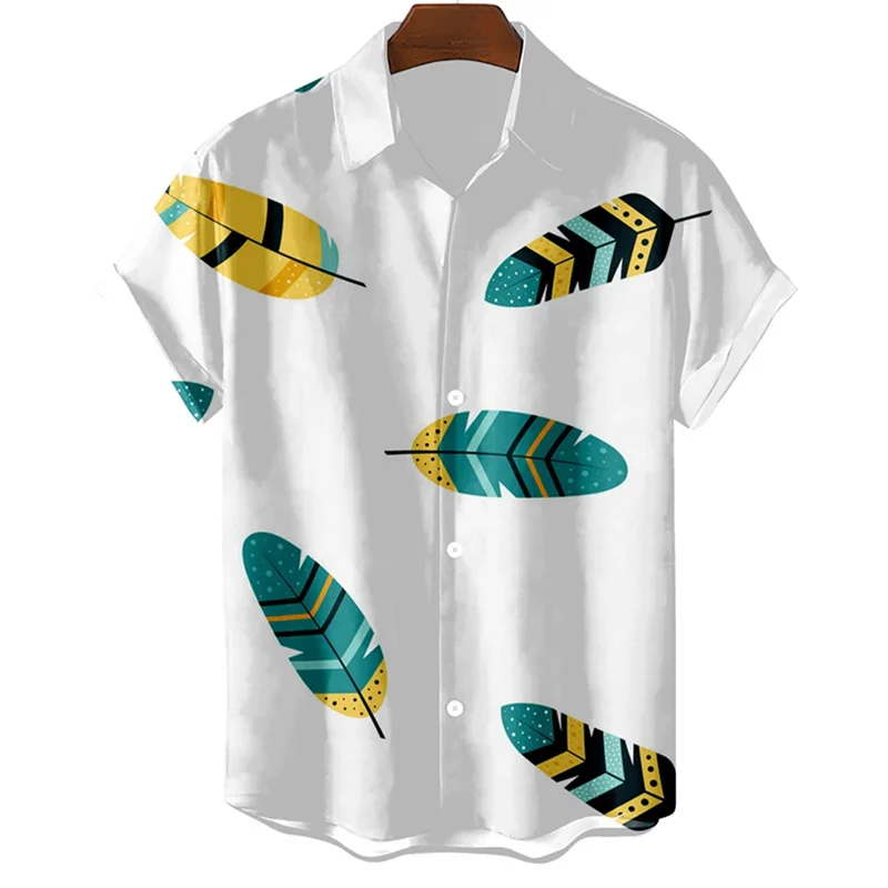 thumbnail image 1 of Camisetas con gráficos de plumas de pájaro para hombres, ropa con estampado 3D, camisas hawaianas de playa, camisetas de manga corta Y2k, ropa vintage, blusa con solapa, 1 of 5