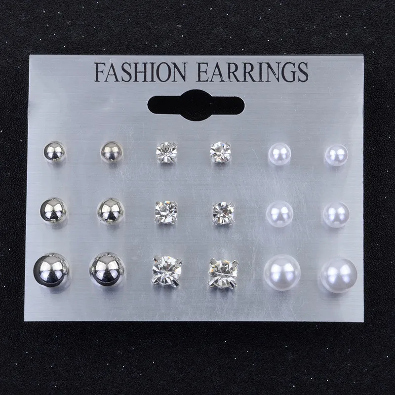 YOBEST 12 pairs/set Female Pearl Earrings Set For Women Bohemian Geometric Stud Earrings for Women Fashion Jewelry Gifts
