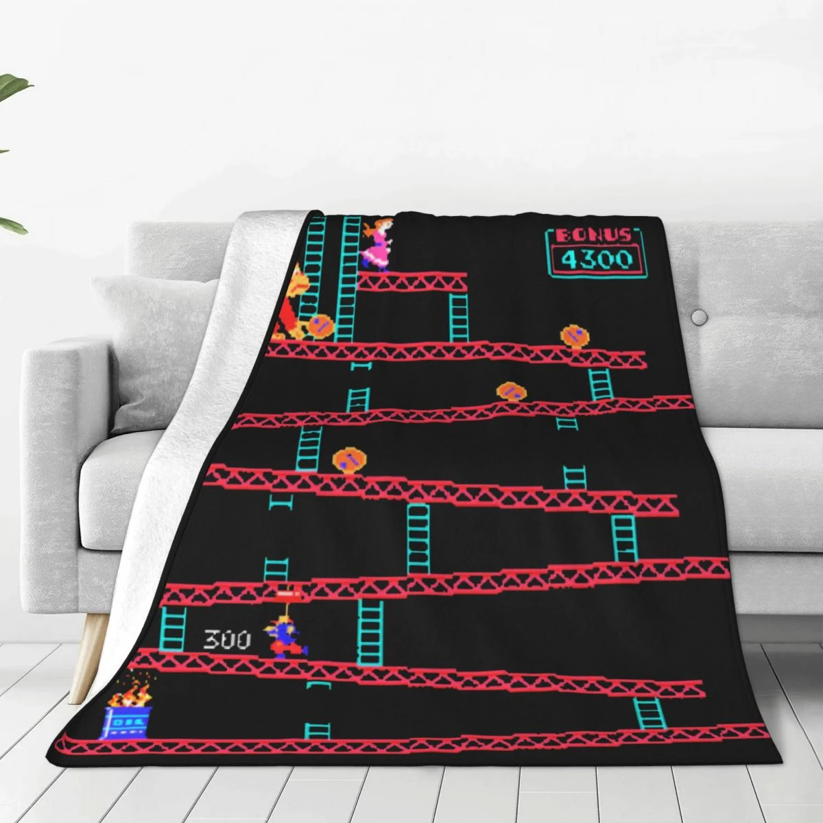 Donkey Kong Blankets Fleece Arcade Game Collage Vintage Retro Super