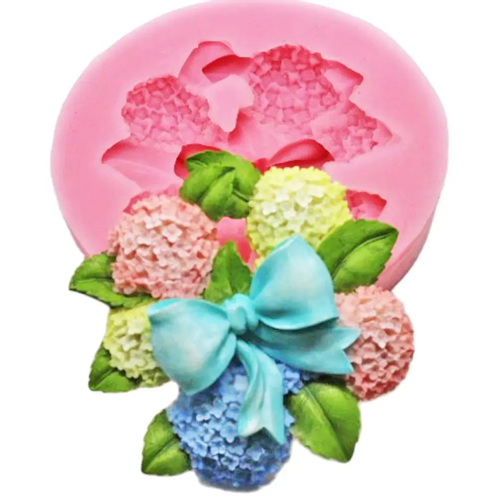 

Silicone Hydrangea Flower Cake Topper Mould Flower Cup Cake Fondant Wax Melt Soap Resin Cake Decorations Mold