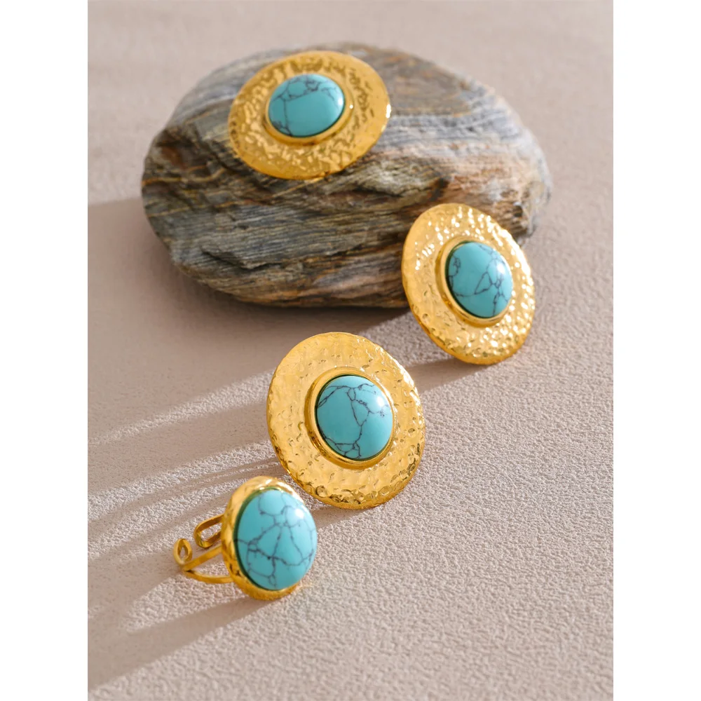 Yhpup Round Stud Earrings Ring for Women