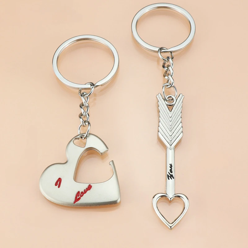 

Arrow I Love You Heart Couple Key Chain Ring Cute Letter Printing Keyring Lover Gift Valentine's Day