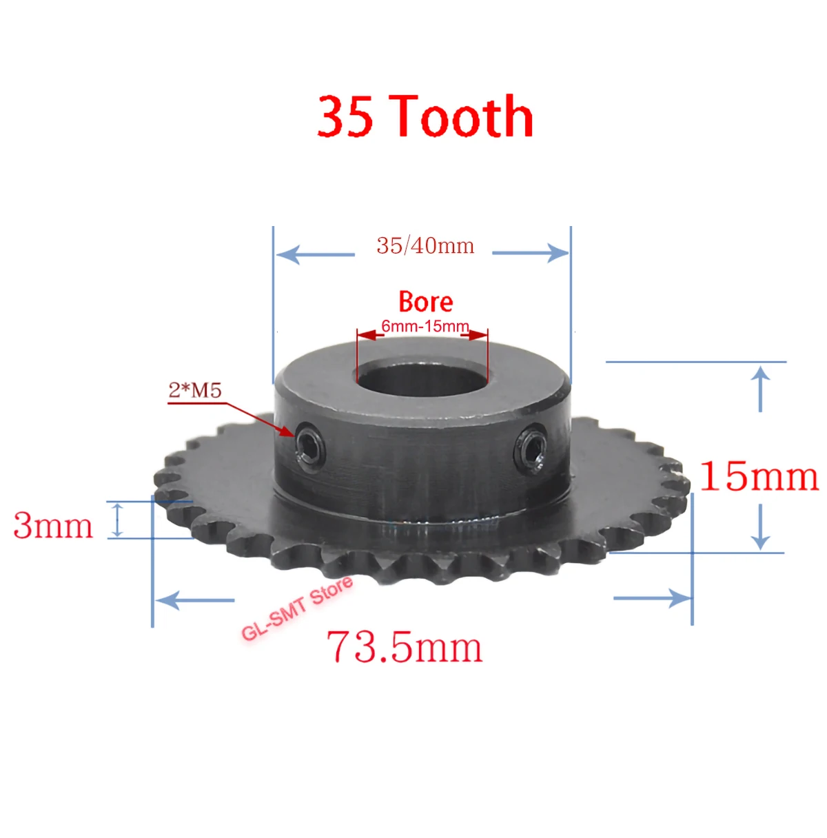 da roda Chain, 27-40 dente, aço 45 #, 5mm-18mm furo, 04C, 1PC