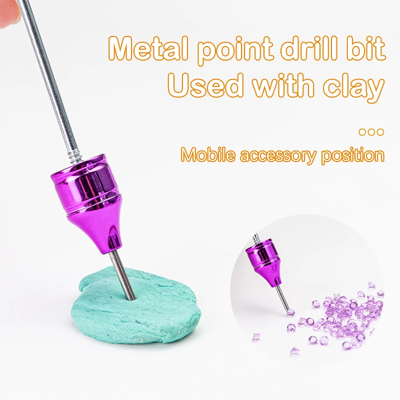 1pcs Beadable Nail Art Tool Double Head Point Drill Pen With Crayon Head Suction Drill Tool Pen Nail Art Double Pull Line Pen 5