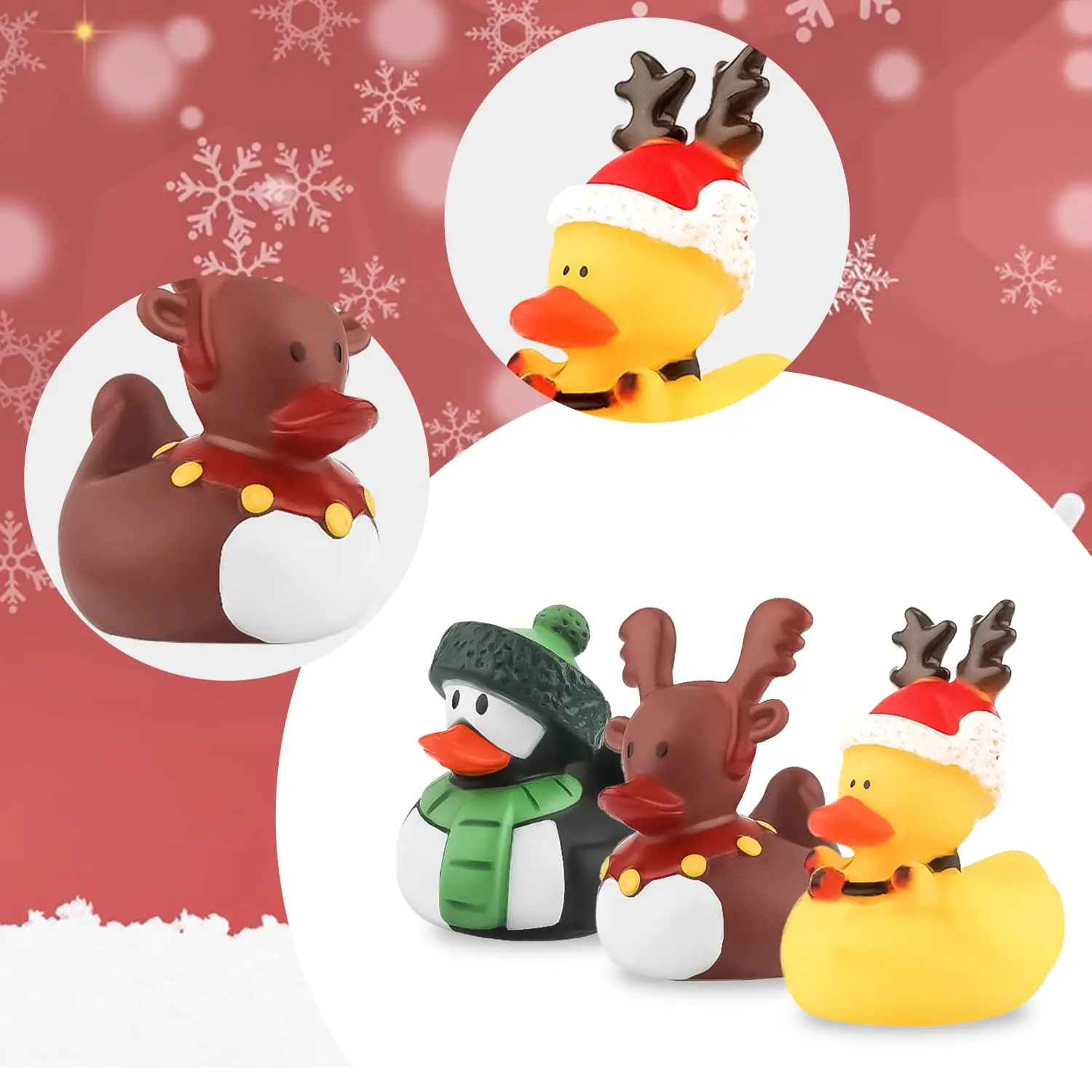 2/6/12PC Christmas Rubber Ducks, Bath Rubber Ducky Toys Cute Holiday Rubber Ducks Ducking for Holiday Celebrations Party 2