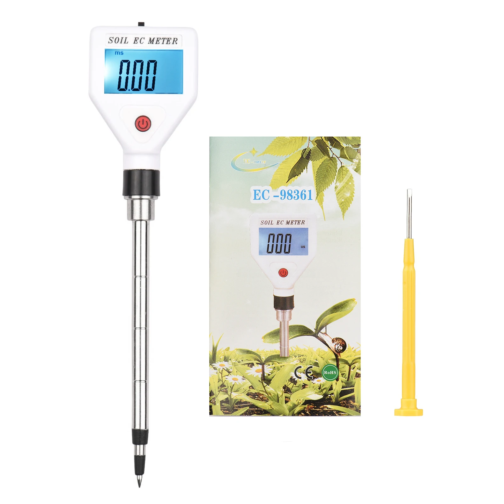 Soil EC Meter Digital Soil Tester with Backlight Screen Portable Soil Salinity Tester for