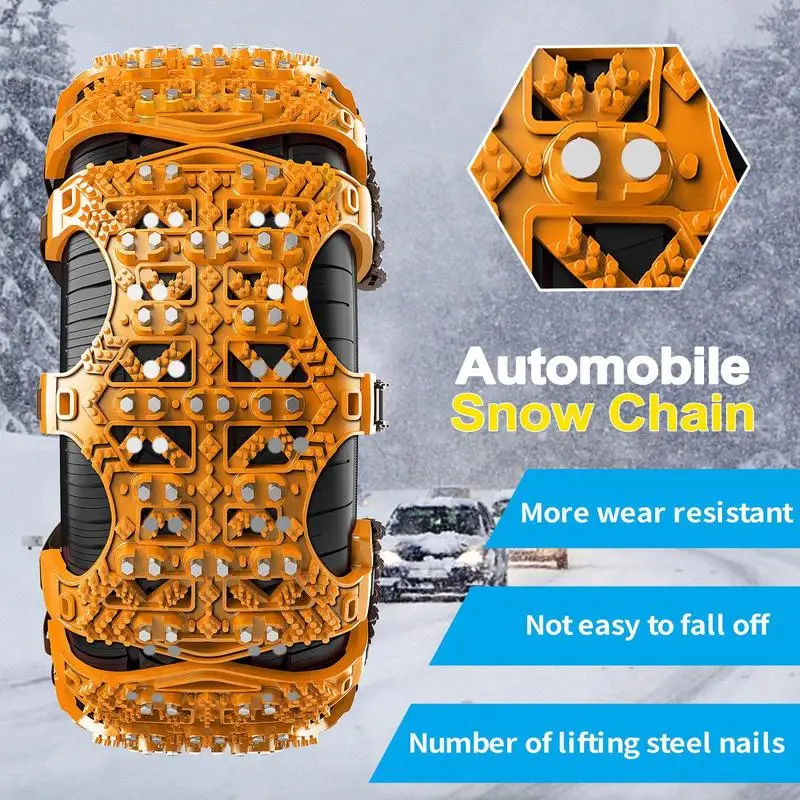 6pcs/set Car Snow Chains Off-Road Vehicle Sedan SUV Car Tire Supplies Auto Tire Snow Chains Anti-Skip Belt Safe Driving Tool