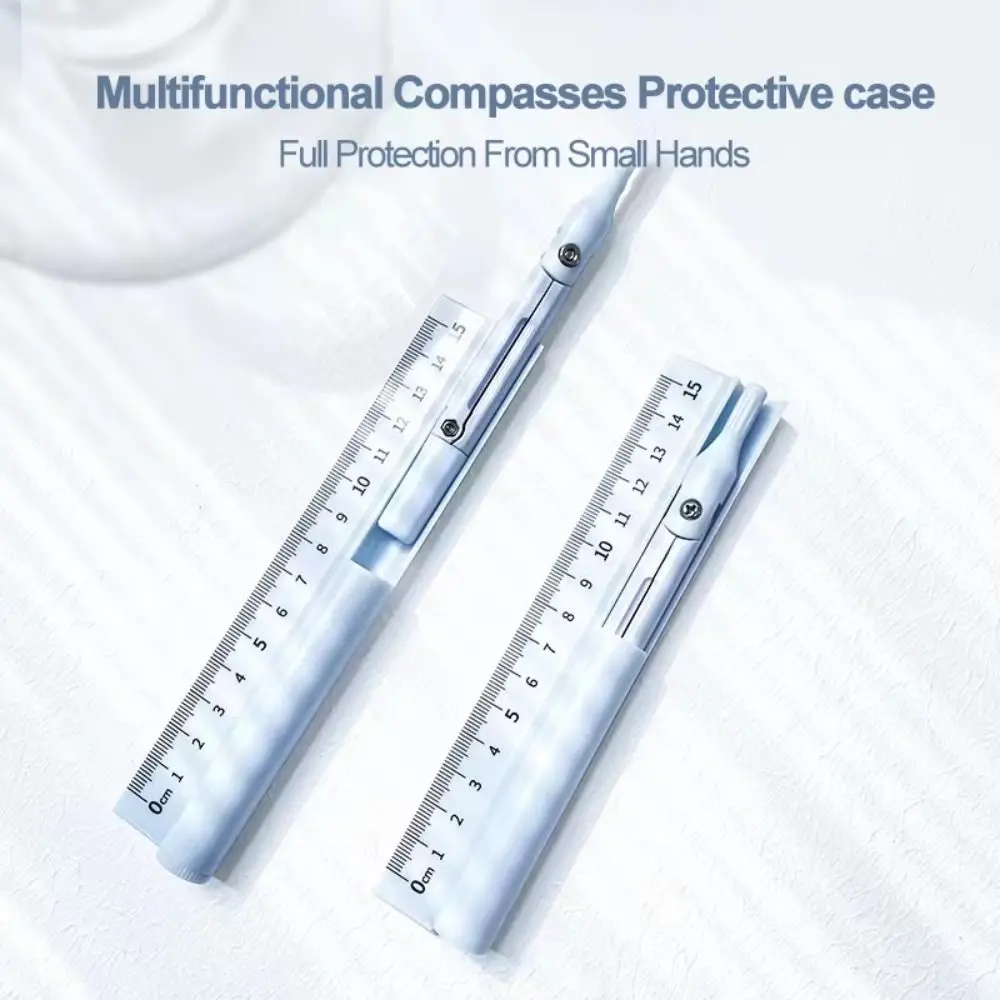 사무용품 3-in-1 컴퍼스 펜 학생 시험용 기하학 드로잉 자 듀얼 용도 엔지니어..