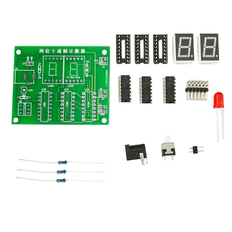 2-bit Decimal Counter Training Electronic Kit Set for Making Printed Circuit Boards Self Assembly and Soldering pcb board assembly printed circuit board electronic kit