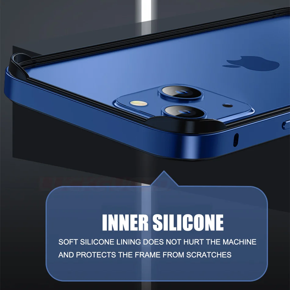Orange Bumper Case with Hybrid Silicone Frame and Luxury Light Aluminum Metal Finish